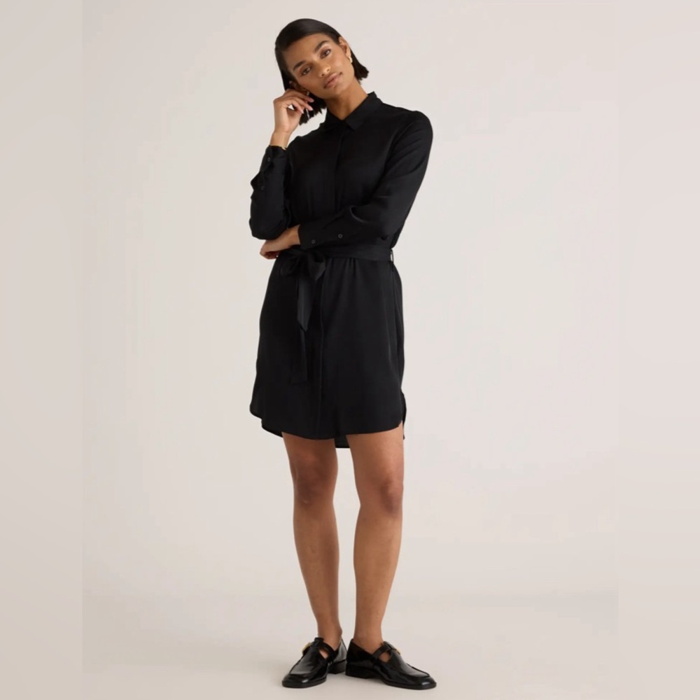 Quince Washable Stretch Silk Shirt Dress